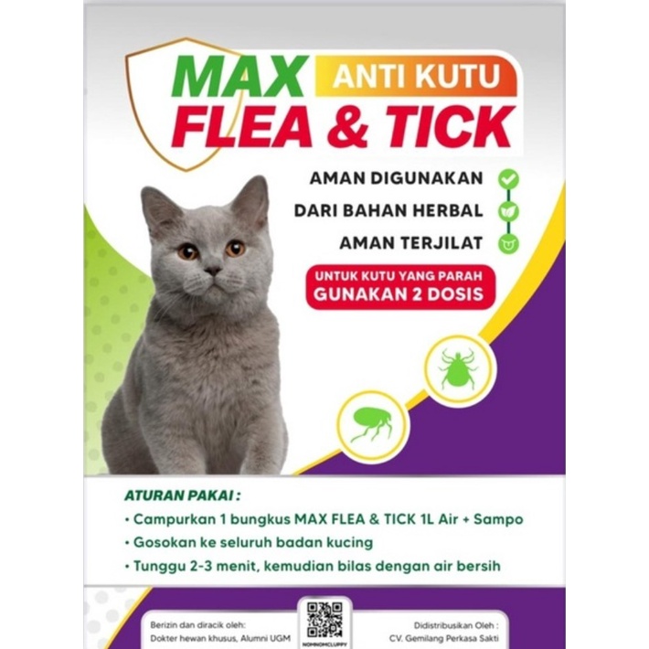 Max Anti Kutu Untuk Kucing Max Flea &amp; Tick Serbuk