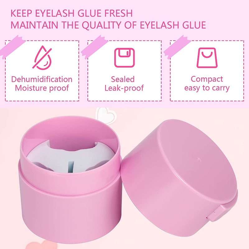 Wadah Penyimpanan Lem Bulu Mata/Tempat Perekat Kedap Udara Lem Eyelash Extension/Tahan 3perekat Sealed Jar Tank Box