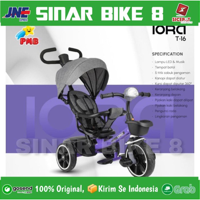 Sepeda Anak Roda Tiga PMB T-16 Kursi Putar Tricycle Anak