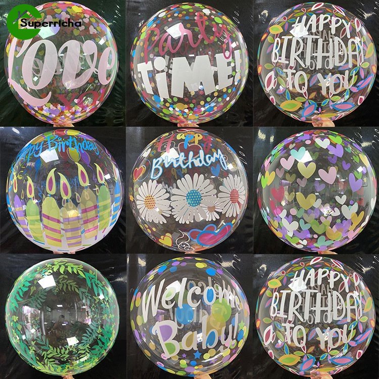 Hot Sale/Balon Bening BoBo Transparan 20inci/daun Palem Love printing Helium BoBo Balon Gelembung Untuk Dekorasi Pesta Ulang Tahun Pernikahan Natal