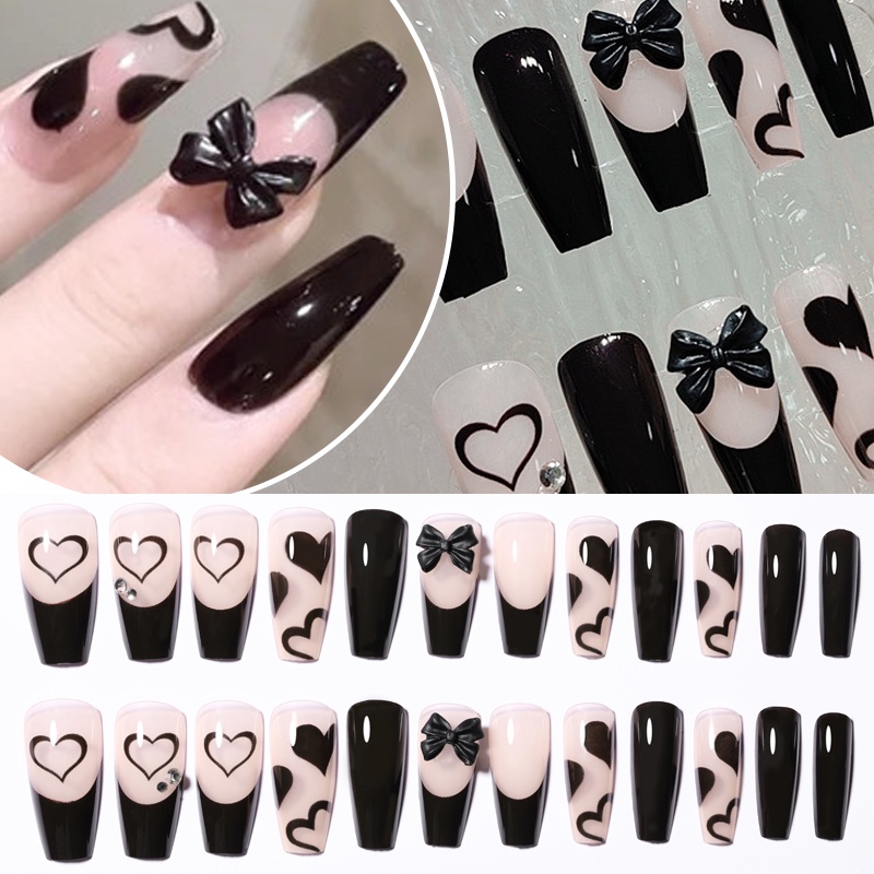 24 Pcs Fake Kuku Dan Lem Fake Nail Art 3d Fake Kuku Tahan Air 24 Pcs Box Free Lem