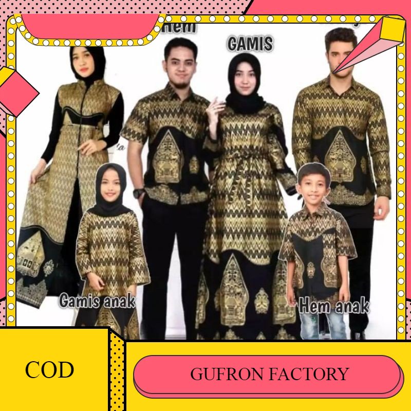 Batik couple keluarga modern terbaru set couple batik keluarga gamis jumbo WAYANG PRODO termurah di 