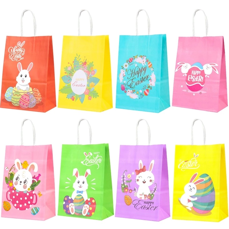 Easter Kraft Bags with Handle/Kemasan Kue Kering Rabbit Kelinci Lucu Candy Kraft Paper Bags