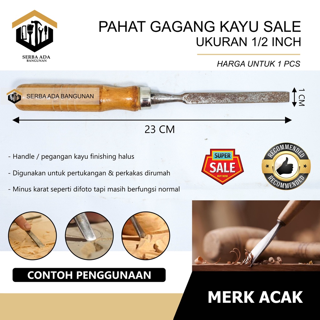 CRAZY SALE | Alat Pahat Kayu 1/2 3/4 11/4 Inch Ukir Wood Carving Tatah Cungkil Firmer Chisel Inci In Pemahat Memahat Kikir