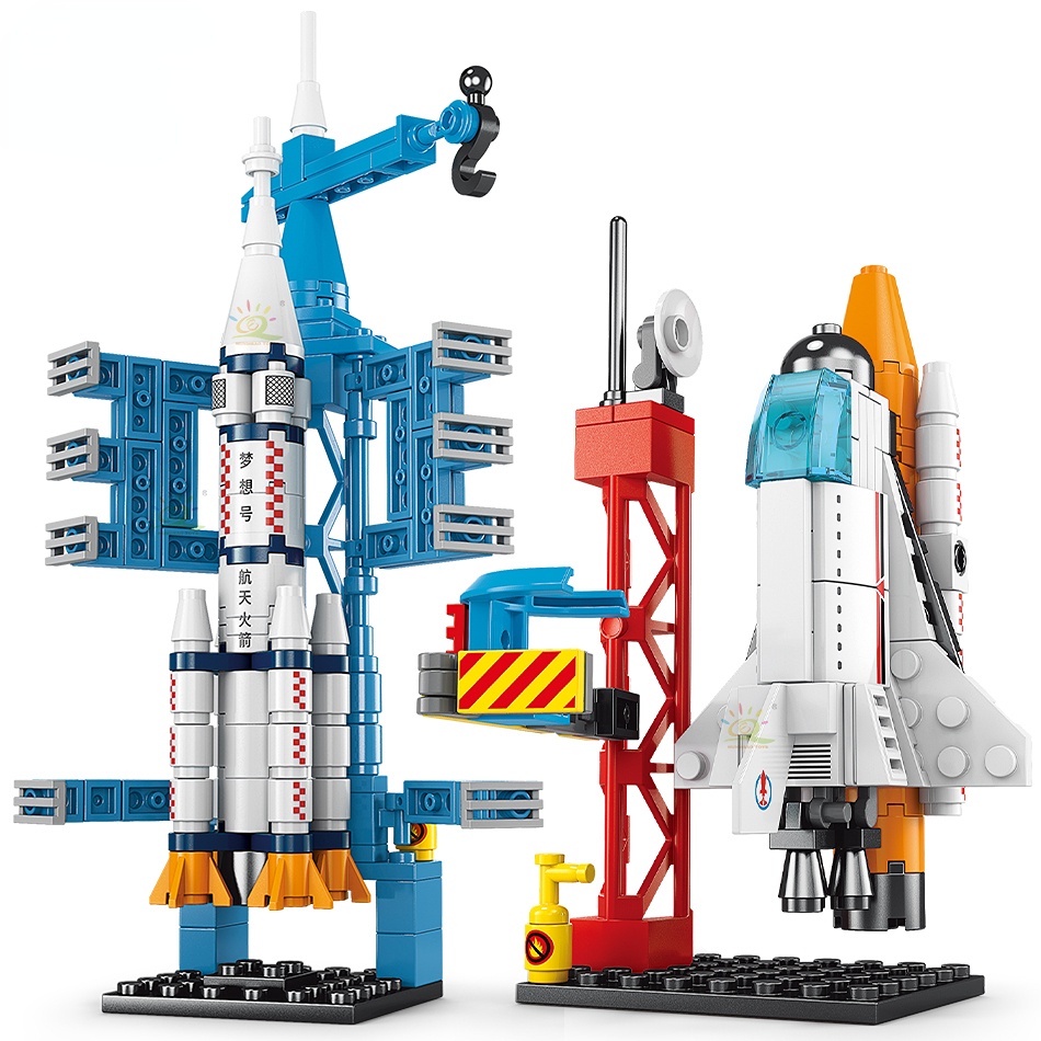 New Mini Space Aviation Berawak Roket Model Blok Bangunan Bata Dirgantara Kota Mainan Konstruksi Anak Untuk Anak-Anak