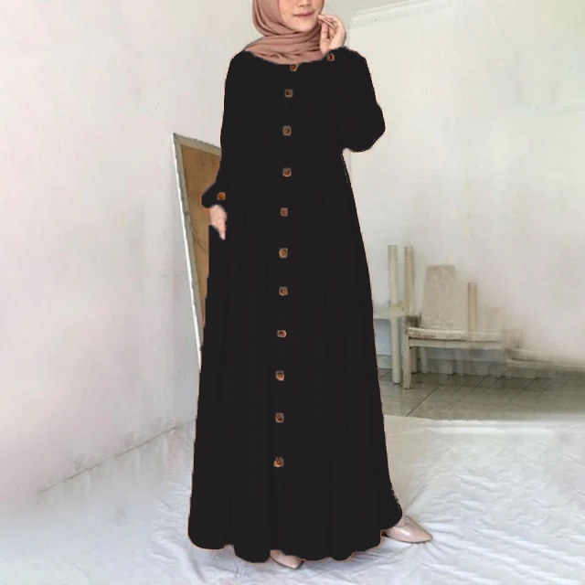 ABAYA CENTER | Abaya Luxury Marina Polos Pengajian Gamis Syari Wanita 2023 / Abaya Basic White Navy 