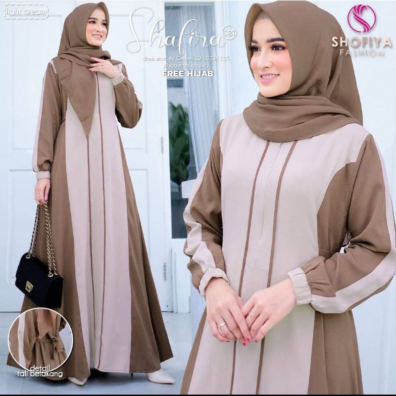Tren Baju Muslim Gamis Jumbo + Khimar Terkini 2021 Size L Xl Xxl Xxxl 4Xl Terlaris / Zaina Gamis Wan
