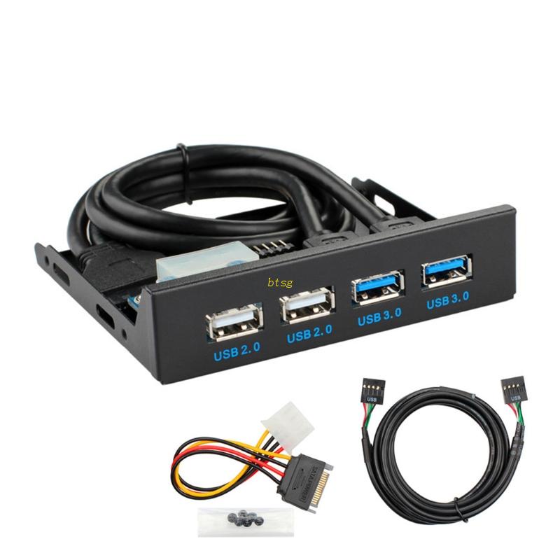 Btsg USB Floppy Drive Front Bay 4port Panel Depan PC 9p/19P Ke USB 3.0 2.0 Adapter
