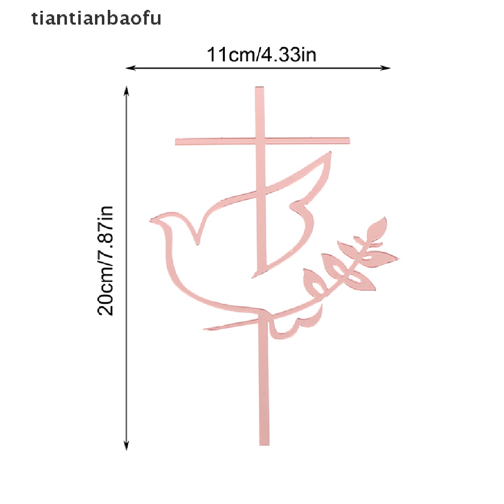 [tiantianbaofu] Dove Cross Topper Perjamuan Pertama Minimalis Akrilik Cake Insert Dekorasi Butik