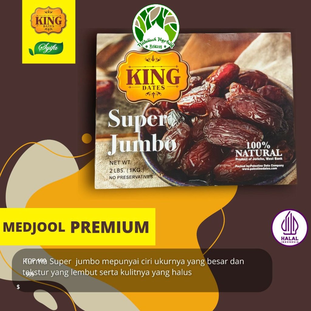 

Kurma Medjol Premium Super Jumbo 1kg - King Medjool Dates Super Jumbo 100% Original Kualitas Premium