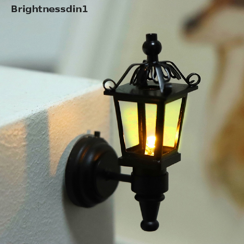 [Brightnessdin1] 1: 12rumah Boneka Miniatur Lampu Dinding Lampu LED Lampu Dinding Outdoor Taman Dekorasi Mainan Butik