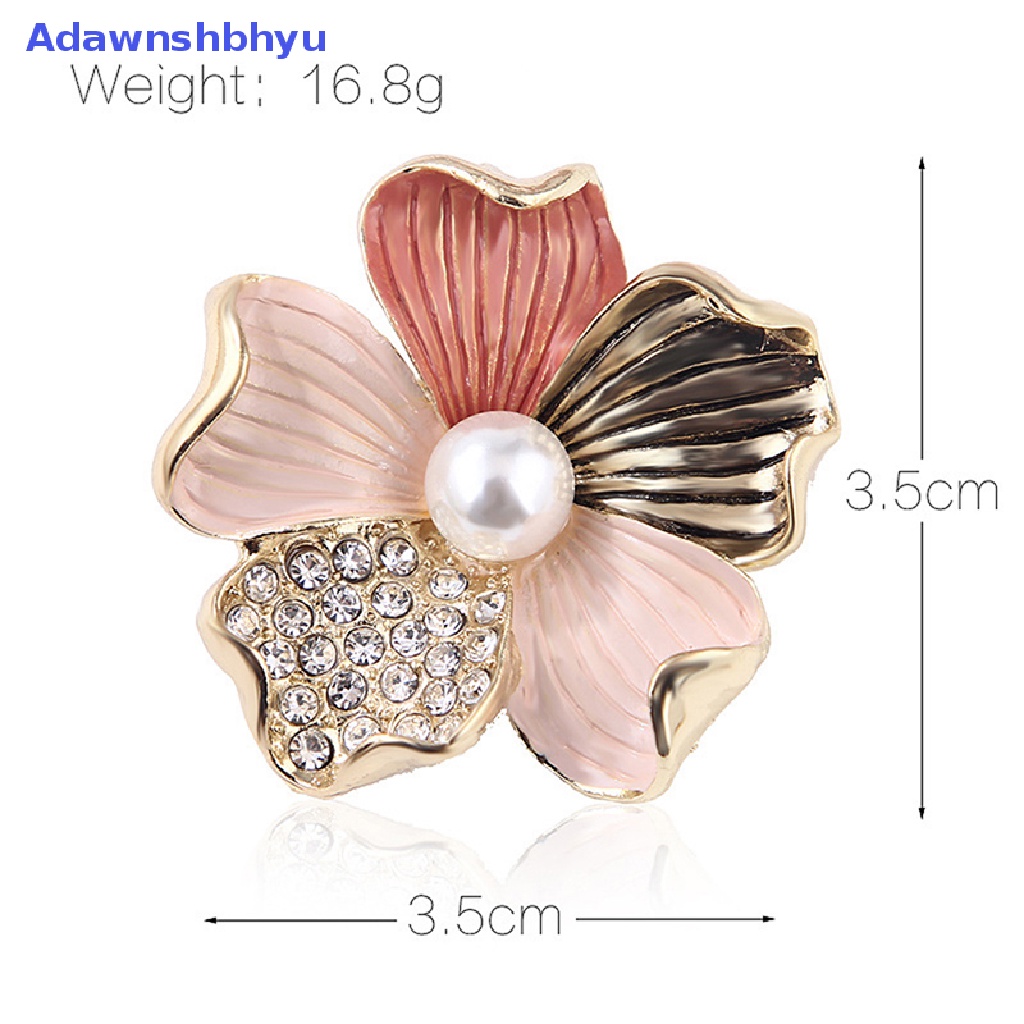 Adhyu Fashion Kristal Berlian Imitasi Mutiara Bunga Bros Pin Wanita Gadis Anti-exposure Brooch ID