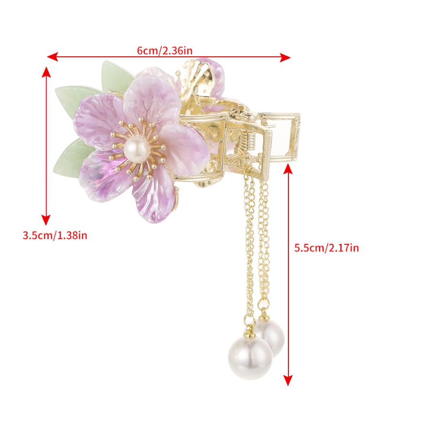 Korea Logam Kristal Bunga Rambut Klip Rumbai Mutiara Jepit Rambut Hair Claw Woman Aksesoris Rambut