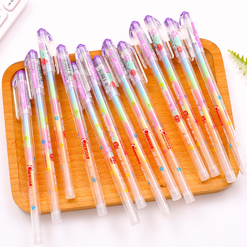 1pc Pena Netral Warna-Warni Six In One Pastel Neutral Pen Rasa Buah Plastik Buku Besar Pena Gambar Pena Netral Siswa Alat Tulis Kantor Perlengkapan Sekolah