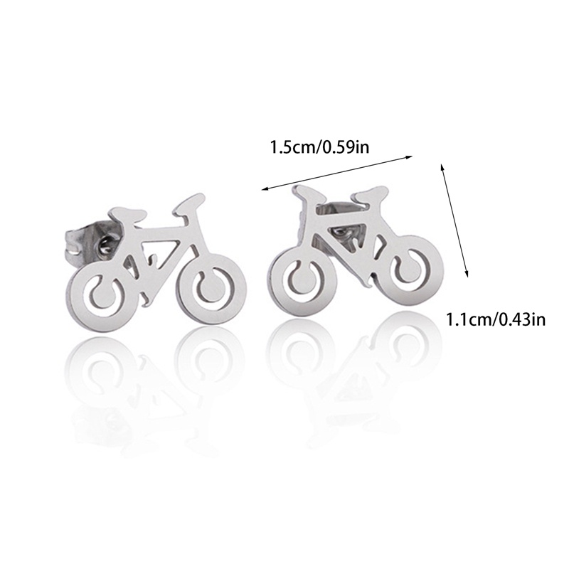 Tiny Bike Bicycle Anting Stainless Steel Untuk Wanita Fashion Warna Perak Kebugaran Olahraga Stud Earrings Piercing Telinga Perhiasan Hadiah Teman