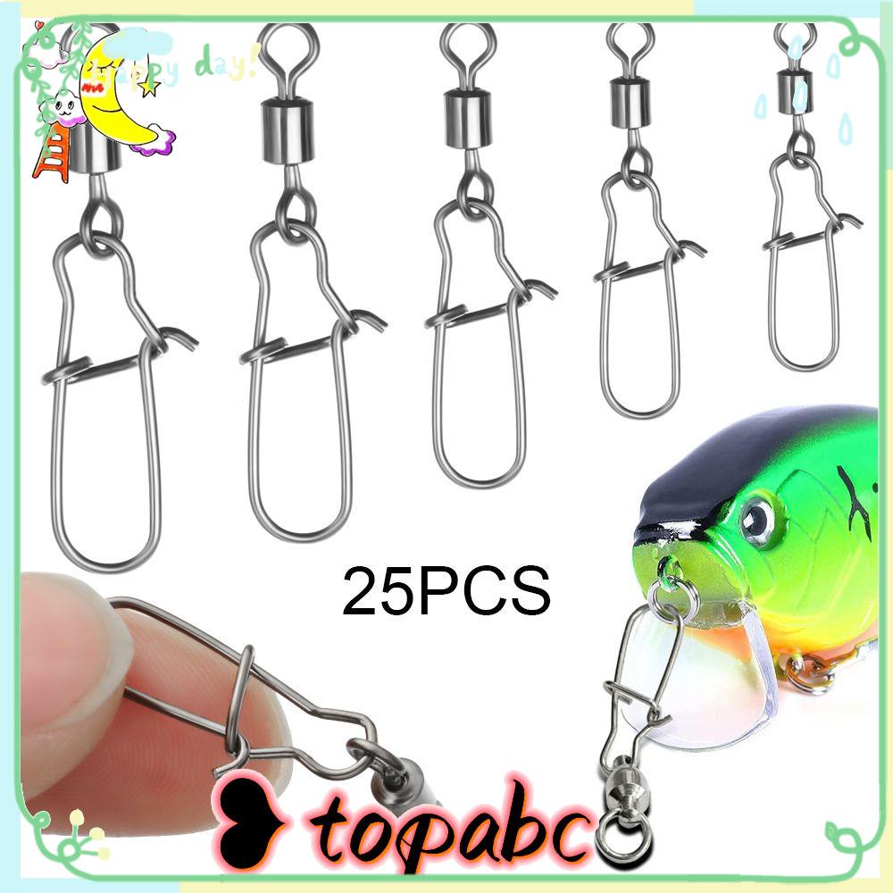 Top 25Pcs Aksesoris Memancing Bantalan Rolling Putar Memancing Gesper Pin Fishhook Lure Swivels Tackle Stainless Steel Snap