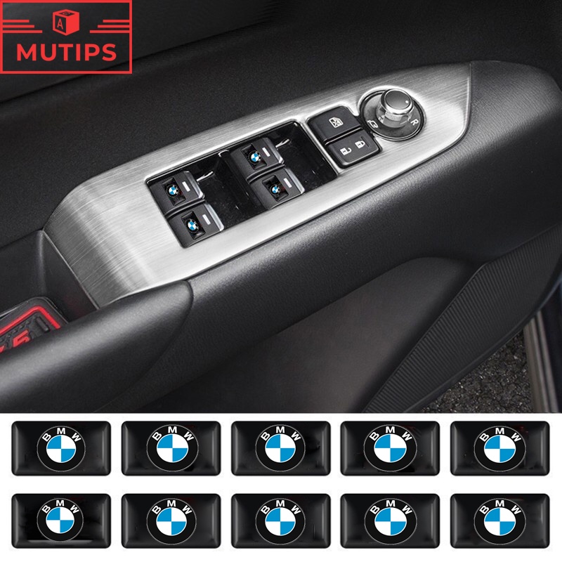 BMW 10Pcs 3D Car Stickers Steering Wheel Door Window Switch Button Badge Decoration Suitable For E36 E46 F30 E39 E60 X1 E30 E90 F10 E84 F48 F25 X3 E83 X5 F15