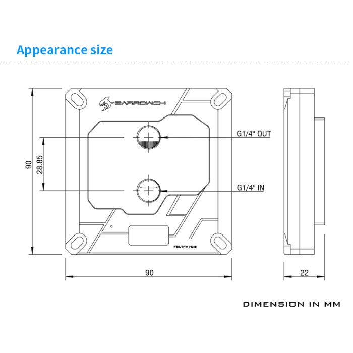 BARROW FBLTFHI-04I Intel 115x/ 1200 / 1700 TFT Display CPU Block Black