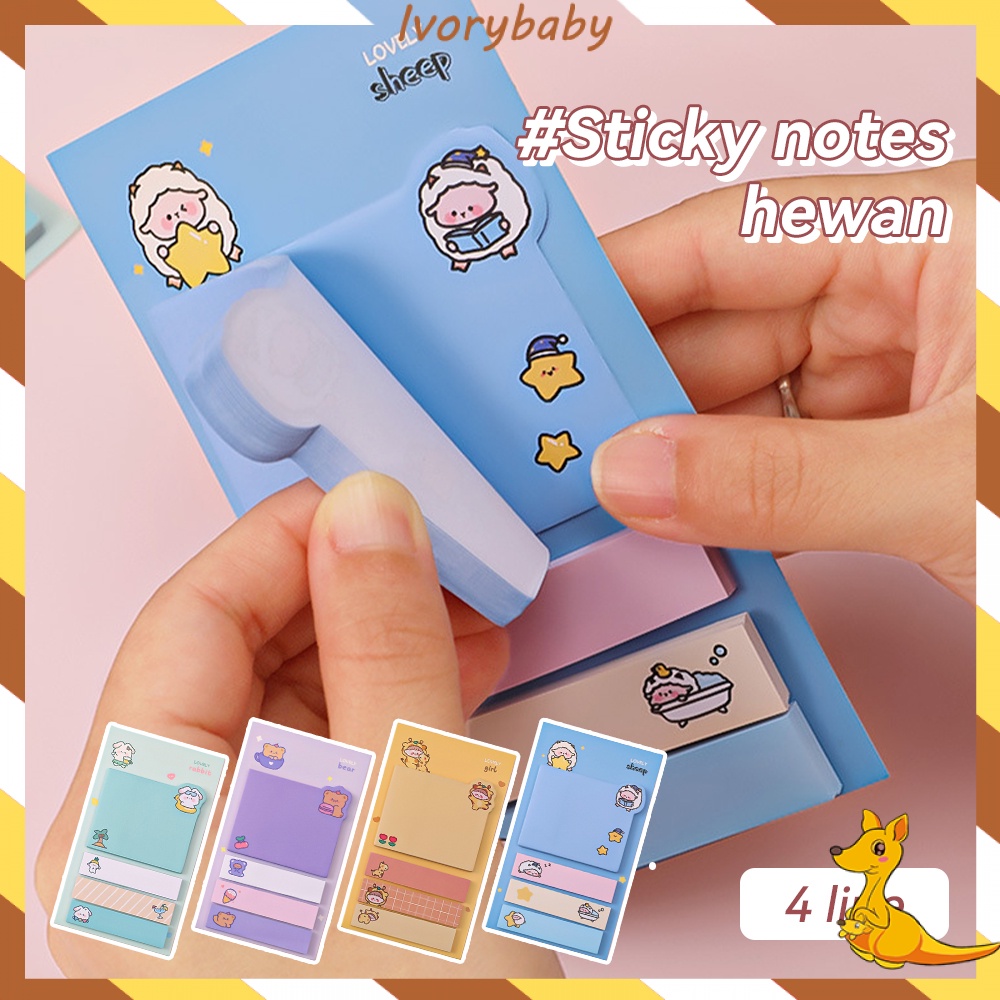 Ivorybaby Sticky notes 6 baris kertas memo 4 line memo note Tempelan lucu