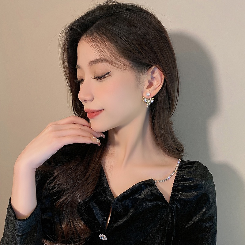 Anting Sayap Malaikat Mutiara Antik Aksesoris Berlian glitter Korea Wanita