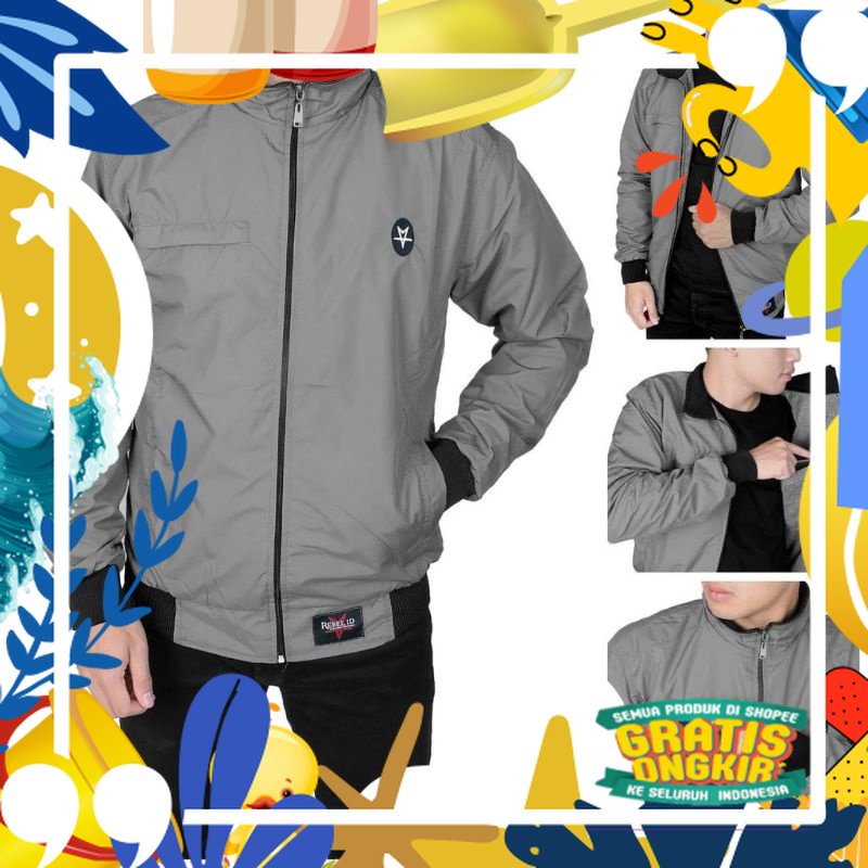 JAKET PRIA ANTI AIR.JAKET PRIA PARASUT.JAKET PRIA.JAKET BOMBER/ merah putih biru polos
