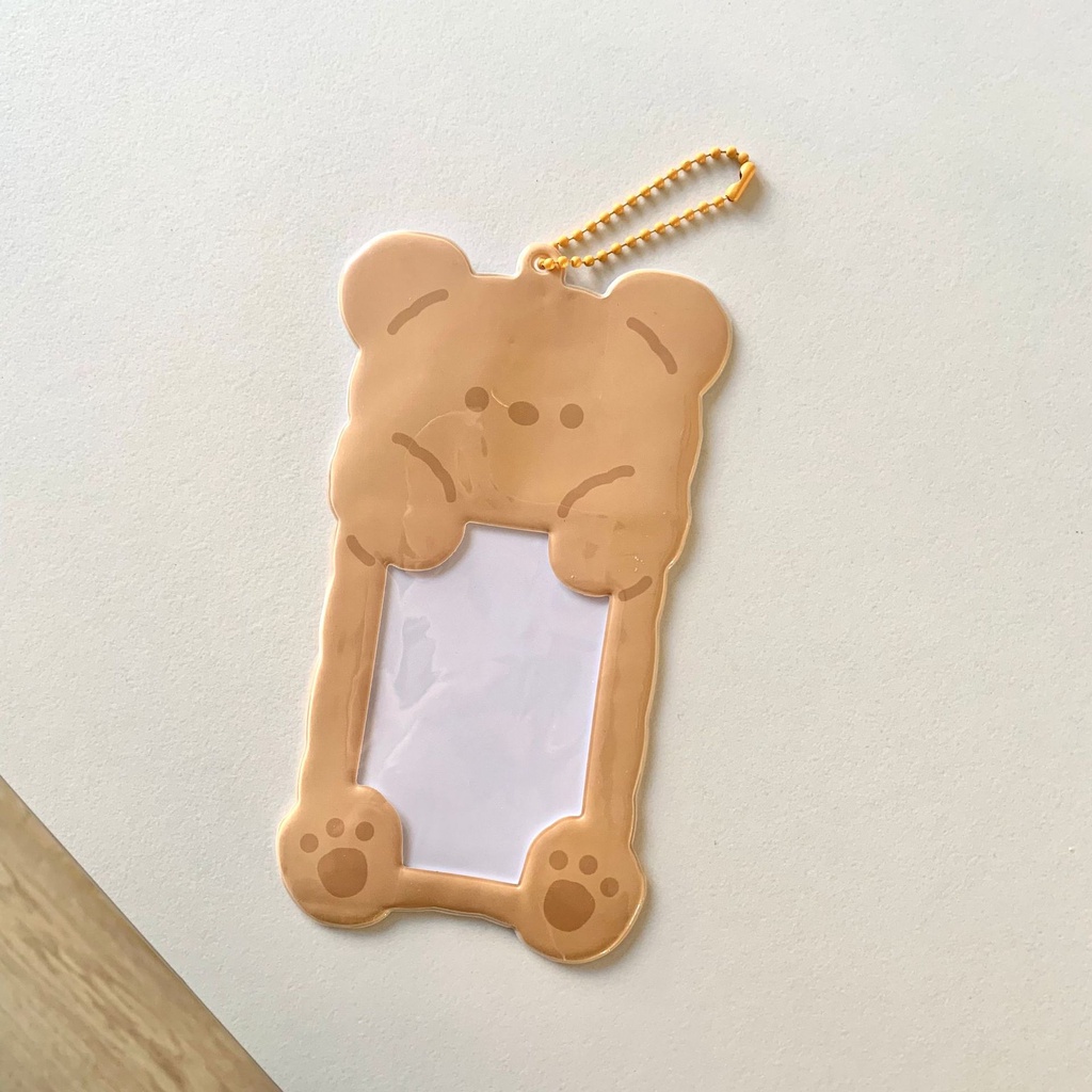 Kawaii Kartun Beruang Kucing Foto Card Holder Gantungan Kunci Tas Liontin Kpop Idol Photocards Pajangan Pelindung Rabbit ID Card Case Untuk Alat Tulis Siswa