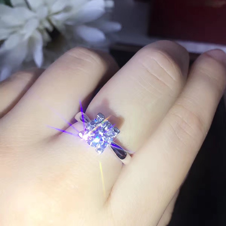 Goldkingdom Fashion Perhiasan Aksesoris Ready Stock Berlian Eropa Dan Amerika Berlapis Perak Pertunangan Cincin Baru Kreatif HW Huruf Inggris Karat Berlian Cincin