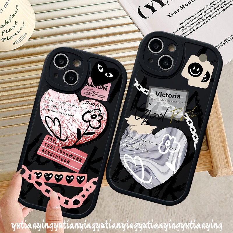 Comme des Garcons Ins Graffiti Love Heart Casing Soft TPU Cover Infinix Hot 11 10 9 Play 10T 11s 10s Hot 10 Lite Note 8 Smart 6 5 Trendy Brand Label Shockproof Phone Couple Case