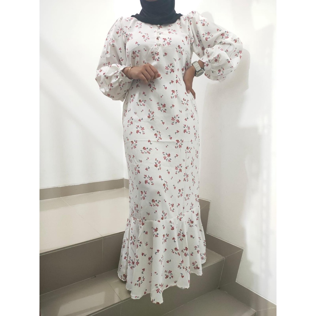 Tq88indonesia Fashion Dress panjang BUSUI Motif Bunga Kekinian / ZALICA SHAKILA FISHTAIL MAXI DRESS / Ootd  Casual / Outfit Muslimah Terbaru / Gamis Lebaran 2023 / Busana Keundangan