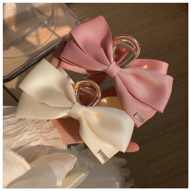 JEDAI SHARK WITH BOW KNOT RIBBON JEPIT RAMBUT PITA METAL BESI JEPITAN KOREA GIRLY FAIRY FEMINIM CEPOL GOLD HAIR CLAW CLIP AKSESORIS HAIRCLIP