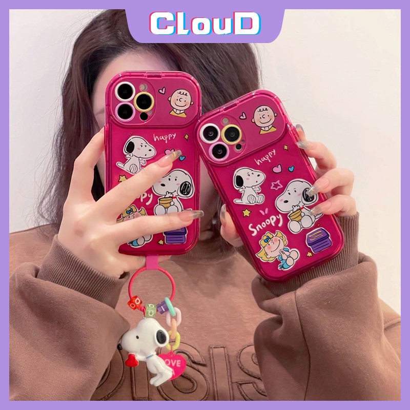 Casing Cermin Make Up Flip Kreatif Kompatibel Untuk IPhone 7Plus 11 14 13 12 Pro Max XR 7 8 Plus X XS Max SE 2020 Kartun Lucu Snoopy Shockproof Lembut TPU Phone Cover