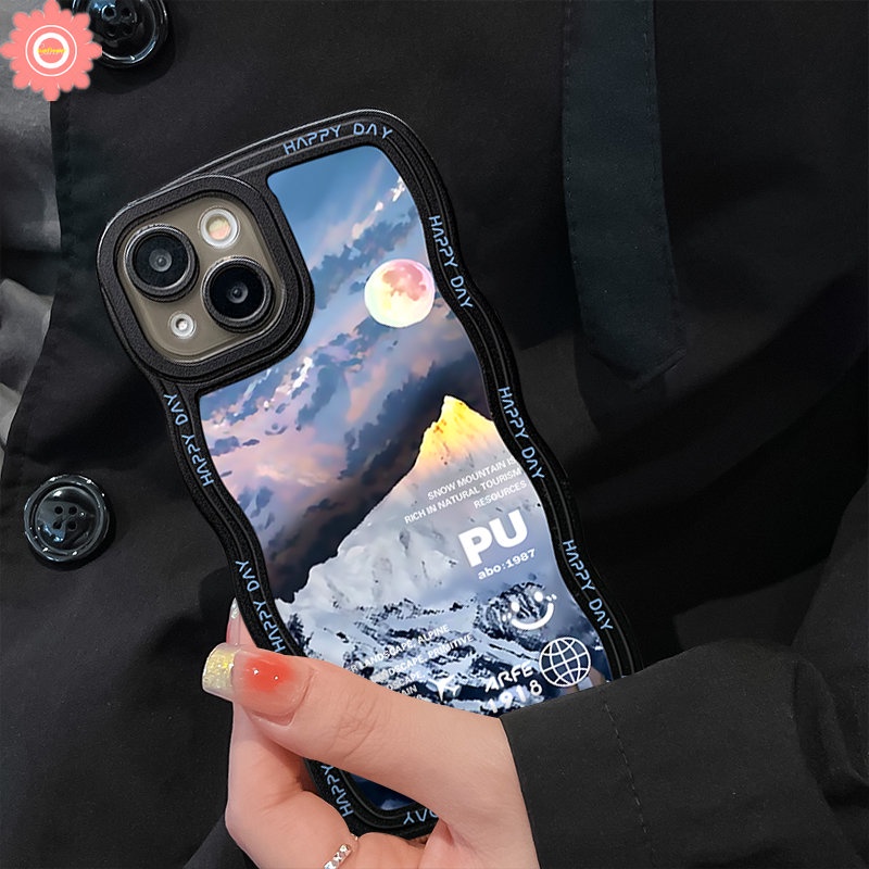 IPHONE Casing Ponsel Kompatibel Untuk Iphone11 12 13 14 Pro Max XR X XS Max7 14 6 6s 8plus SE 2020 Fantasi Matahari Salju Gunung Bergelombang Tepi Lembut Tpu Cover