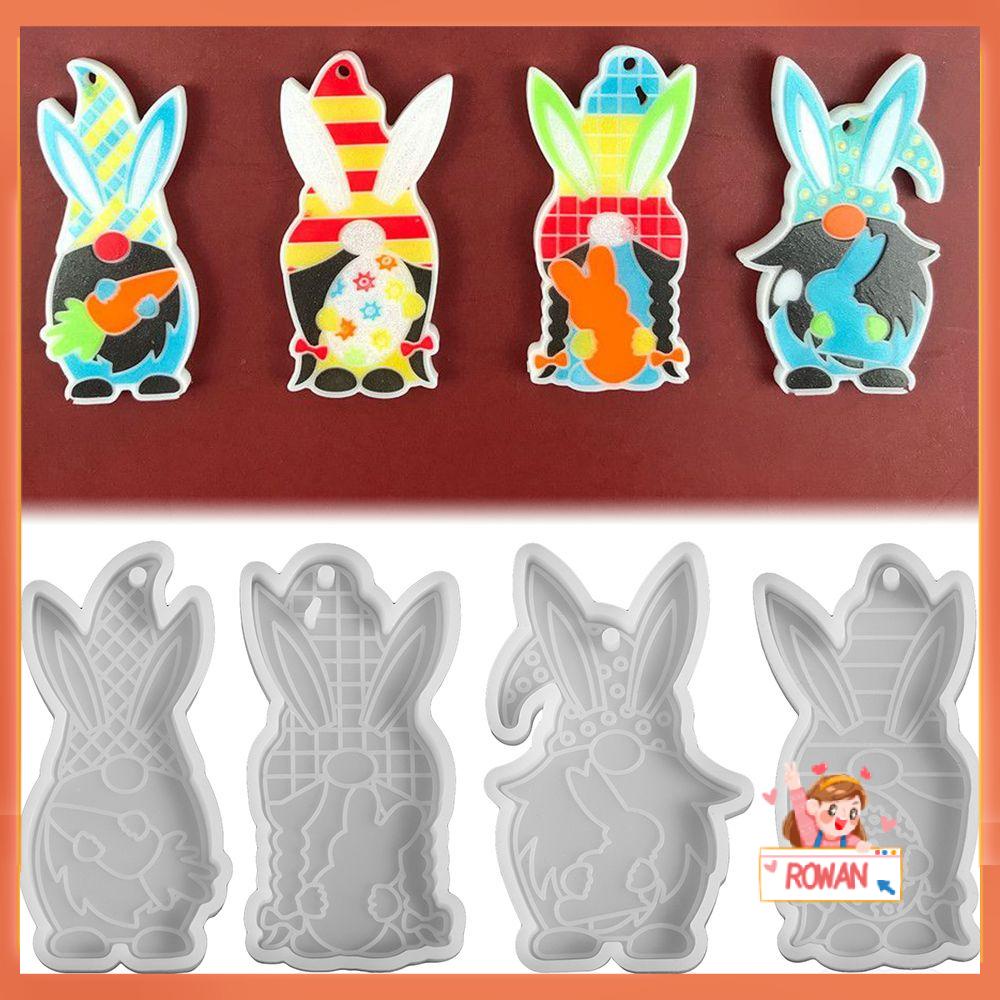 R-flower Easter Rubbit Mold Candy Chocolate Pendant Hanging Tag Cetakan Silikon Alat Kue Kerdil Bunny Mold