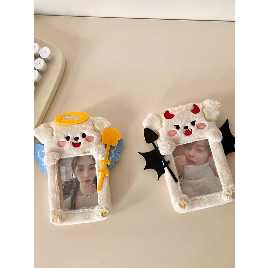 Cute Angel and Devil Plush Card Holder Korea ins Polaroid Goo Card Aidou Photocard Display Liontin