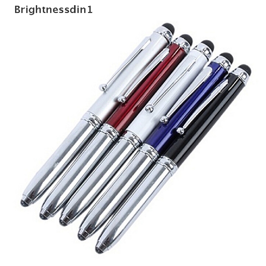 [Brightnessdin1] Pena Ballpoint Stylus Layar Sentuh 3in1 Dengan Lampu Flash LED Untuk iPad Iphone Boutique