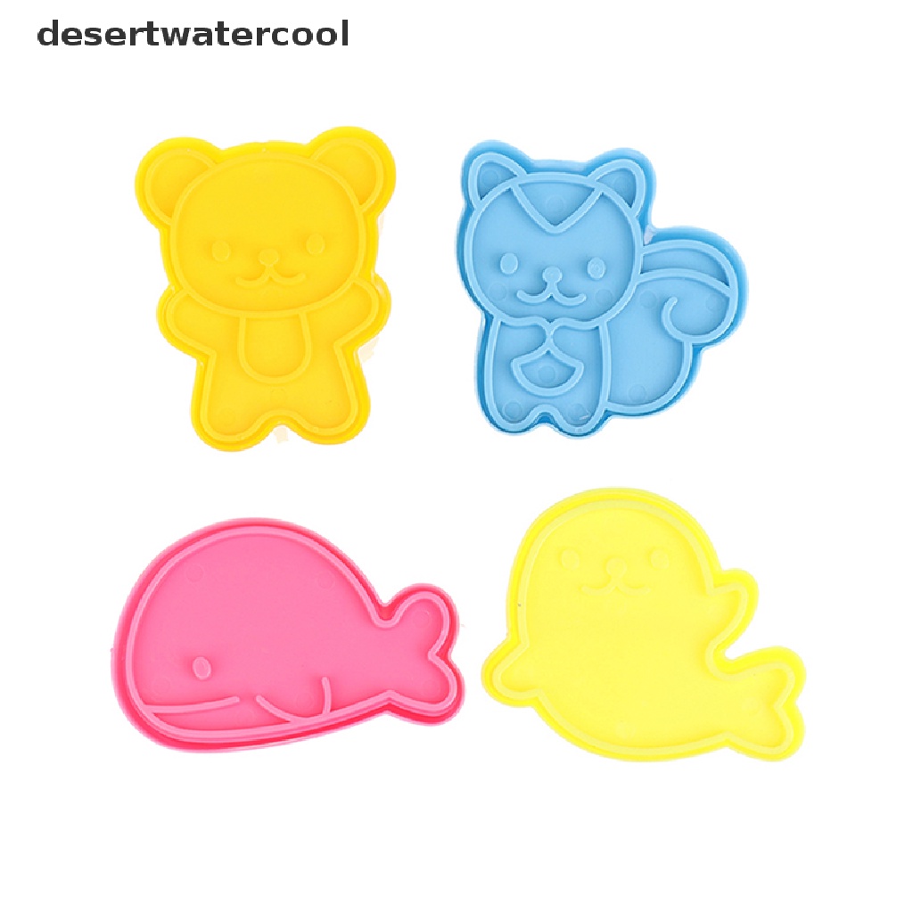 Deid 4Pcs/Set Lucu Samll Dolphin Samll Seal Squirrel Bear Sandwich Cookie Mold Pemotong Pemotong Cookie Kue Decorag Cetakan Alat Mini Sandwich Die Rice Ball Mold Alat Dapur Martij