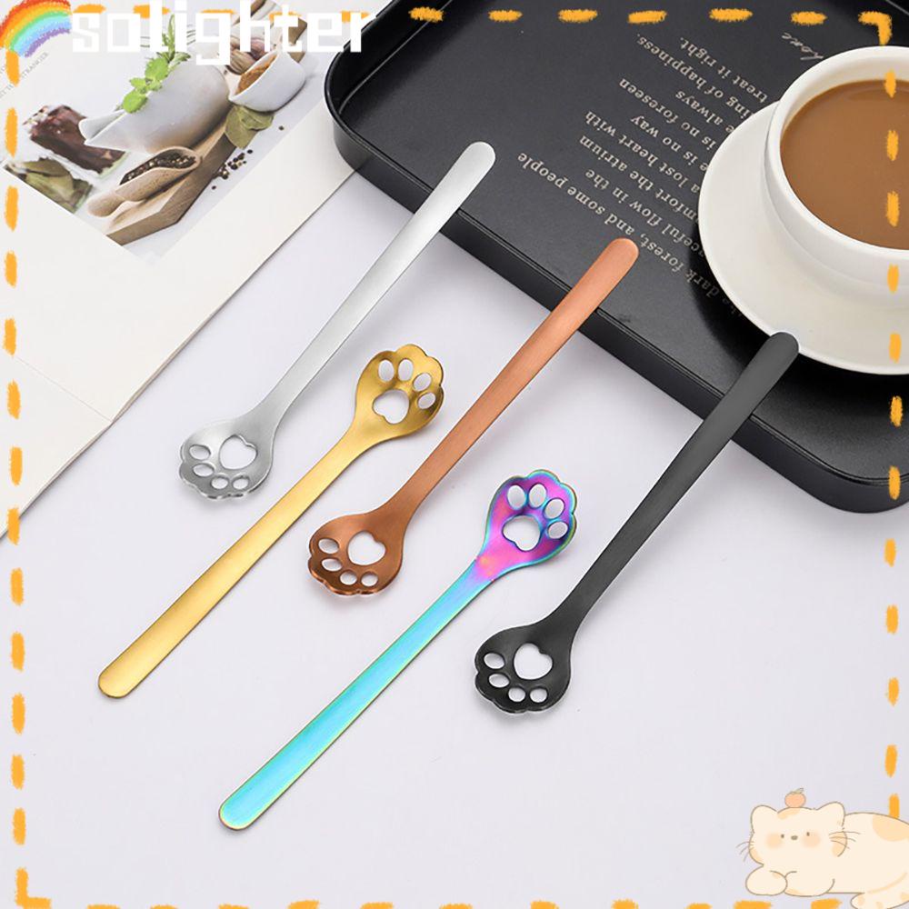 SOLIGHTER Coffee Stirring Spoons Hollow Ice Cream Dessert Tea Accessories Dog Paw Spoon