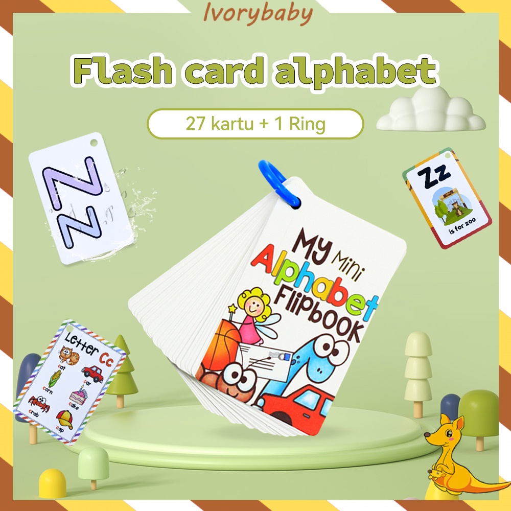 Ivorybaby Flash card anak isi 27 Mainan edukasi flashcard kartu anak tahan air