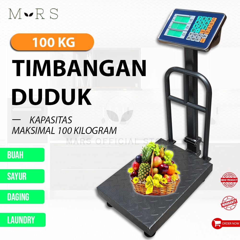 Timbangan Duduk Digital TCS 100 kg Elektronik Pagar Lipat Display Sembako Laundry Buah Barang Ekspedisi Beras Electronic platform scale 100kg