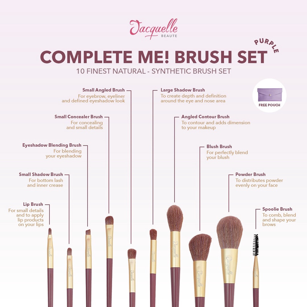 Jacquelle Complete Me! Brush Set Perlengkapan Make Up Set Brush Premium