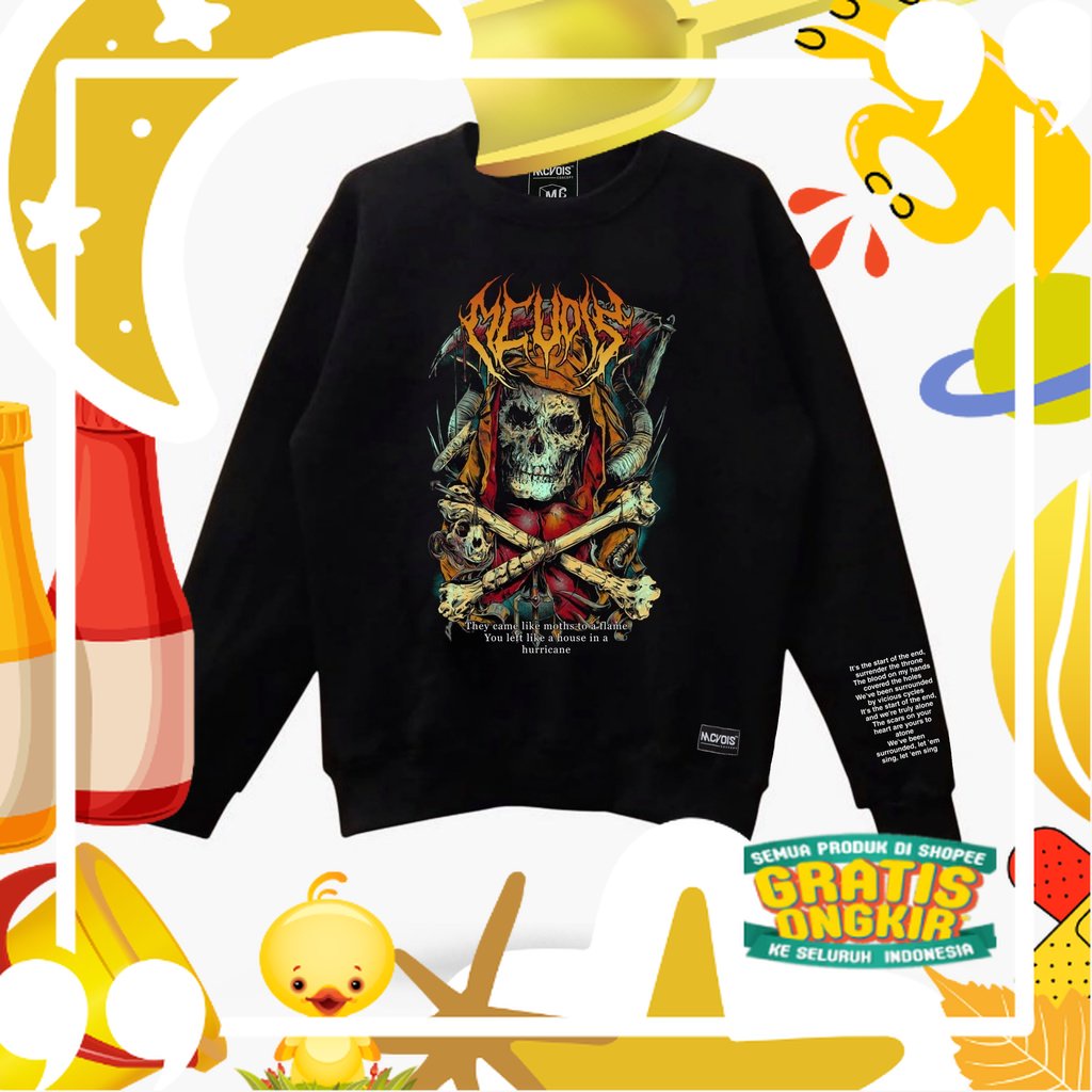 Sweater Crewneck Hardcore Premium Distro/ hitam oren ungu tosca khaki