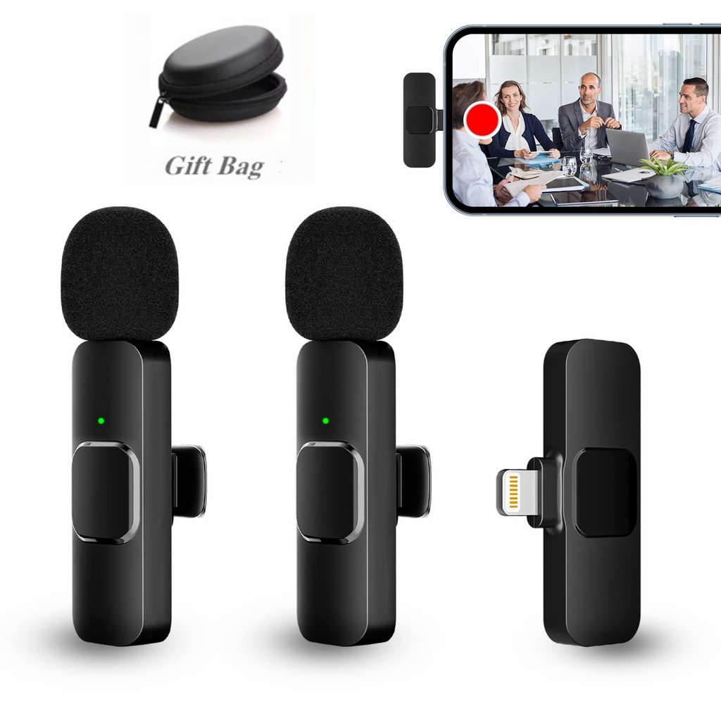 Topspot Mikrofon Wireless 2.4G Hp Vlog Youtuber Portable Lavalier Mic for Iphone and Android Smartphone mikrofon streaming langsung Condenser Murah kualitas tinggi