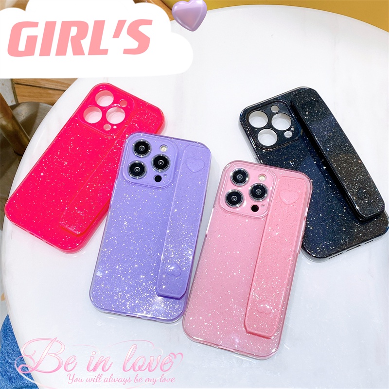 IPHONE Case Tali Pergelangan Tangan Bedak Berkilau Untuk Iphone14 13 12 11 Pro X Xs Max7 8 14 Plus Casing Soft Silikon Cair XR