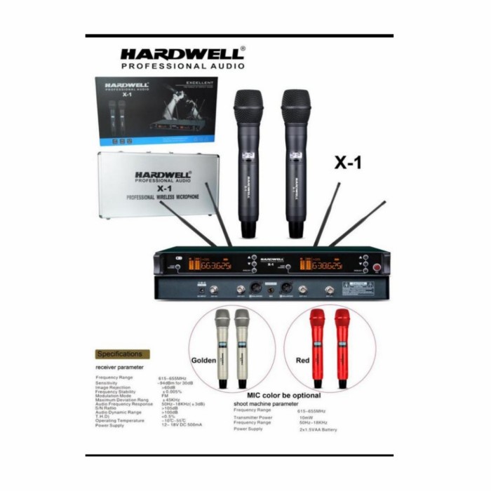 Mic Wireless Hardwell X1 handle + Hardcase new model microphone Ori