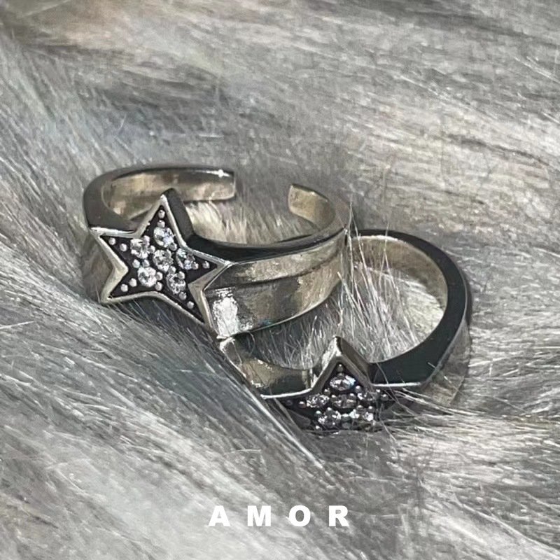 Y2k Cincin vintage Bintang Berujung Lima Cincin Berlian Cincin Bintang Cincin Yang Dapat Disesuaikan Desain Niche