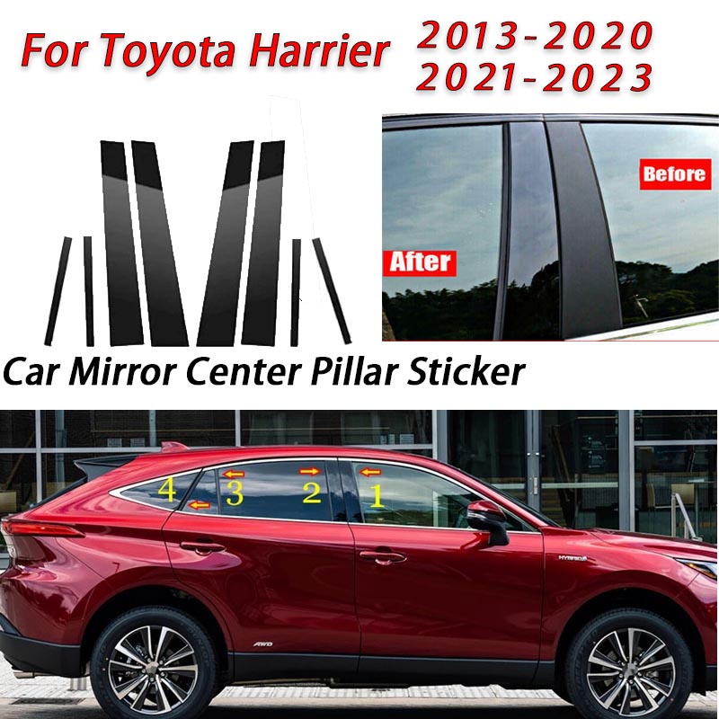 Toyota Harrier Hitam Glossy Jendela Pintu Mobil Kolom Tengah B C Tiang Pilar Stiker Lis Cermin Dekorasi Film Untuk Harrier XU60 XU80 2021 2022 2023 Aksesoris