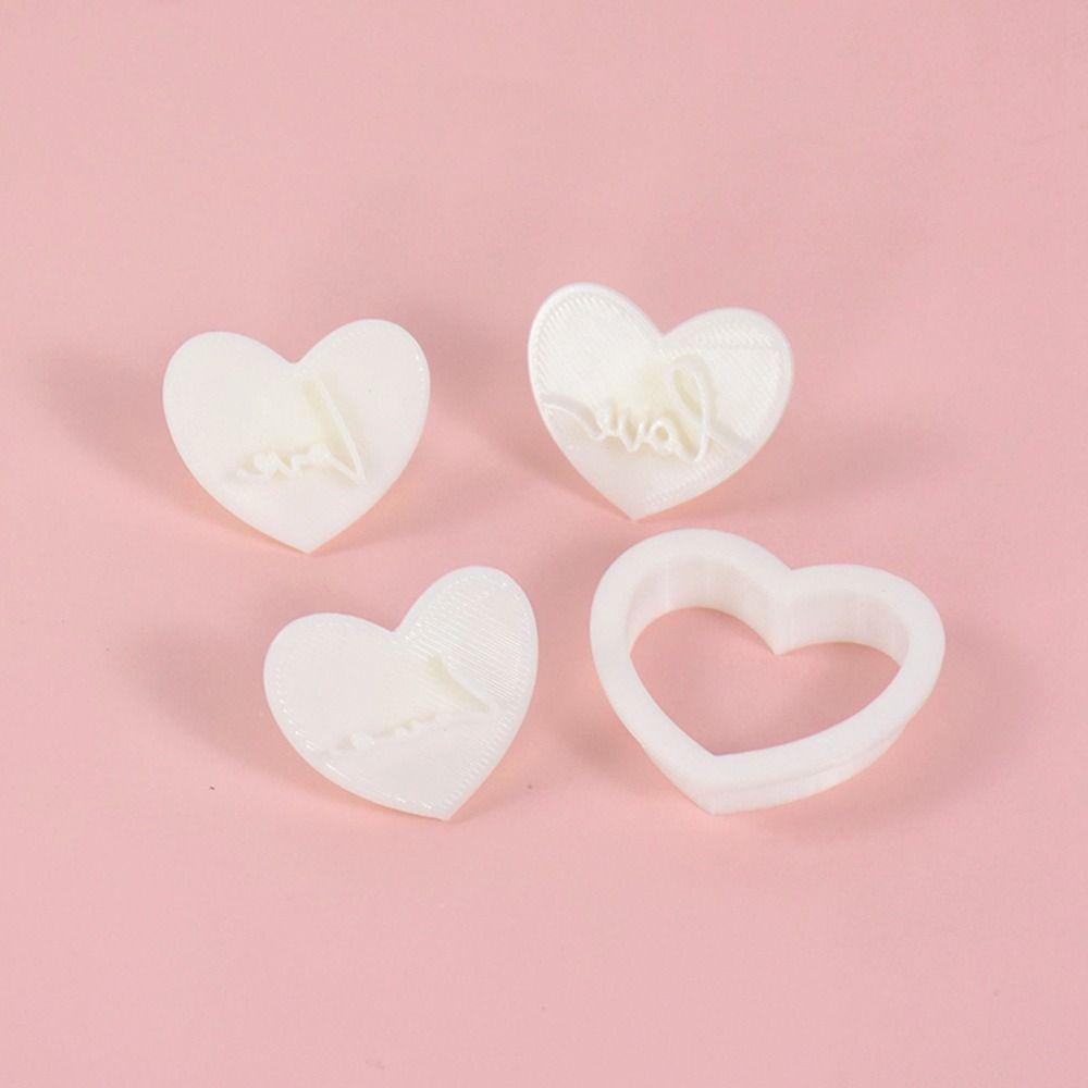 [Elegan] Cookie Cutter Pesta Hari Valentine DIY Alat Kue Plastik Dekorasi Kue Stempel Embos