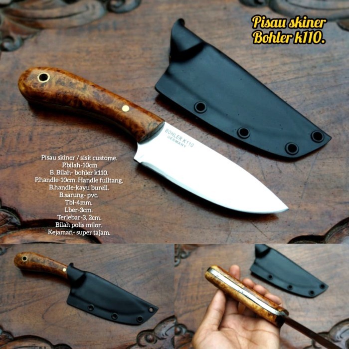 PISAU SESET SKINNER KULIT BAJA BOHLER K110 / D2 JAPAN TAJAM