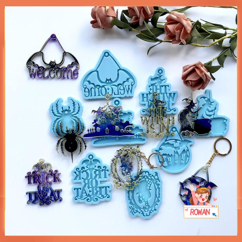 R-bunga Halloween Cetakan Resin Penyihir Liontin Clay Mold Alat Membuat Perhiasan