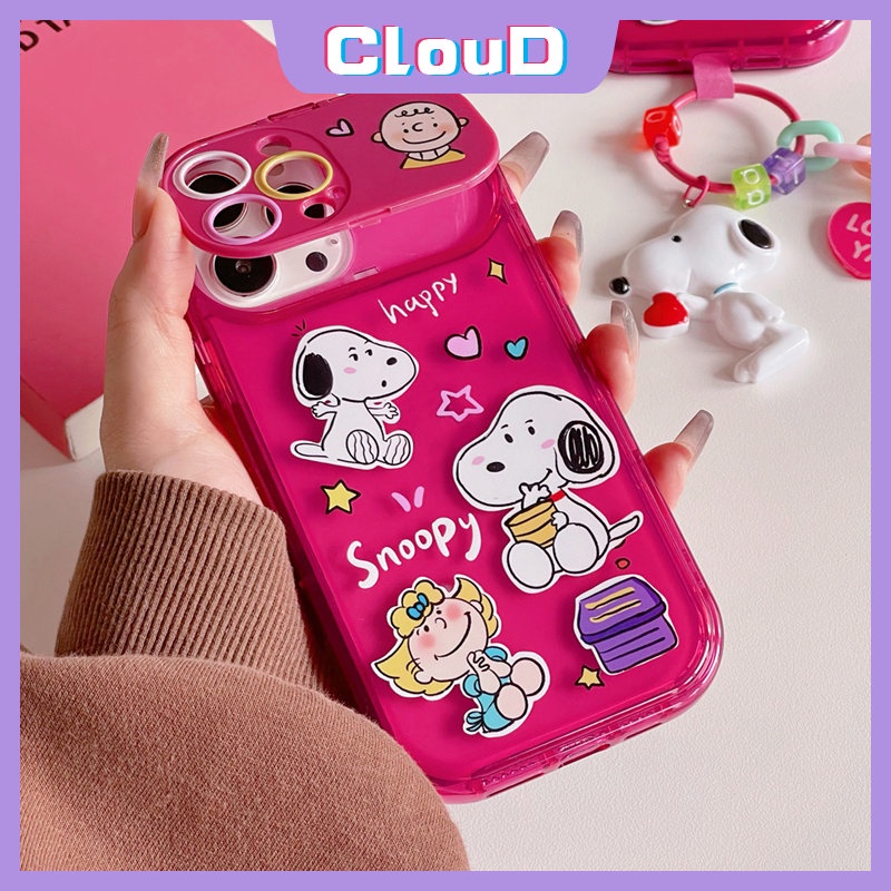 Casing Cermin Make Up Flip Kreatif Kompatibel Untuk IPhone 7Plus 11 14 13 12 Pro Max XR 7 8 Plus X XS Max SE 2020 Kartun Lucu Snoopy Shockproof Lembut TPU Phone Cover